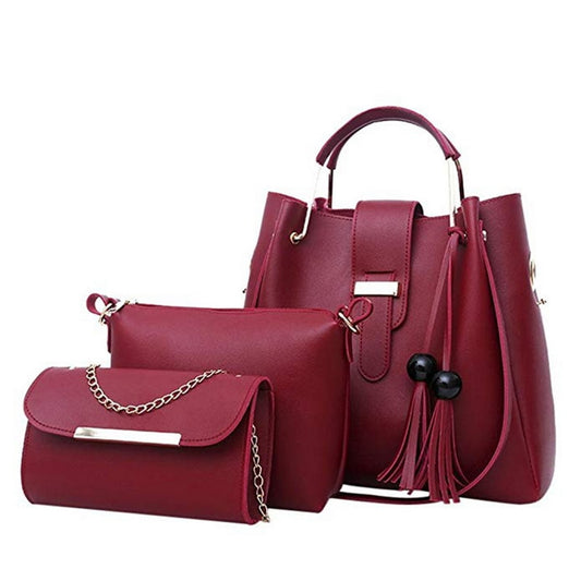 Laamei 3Pcs/Set Women's Leather Shoulder Handbags