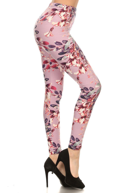 Floral Printed High Waisted Knit Leggings