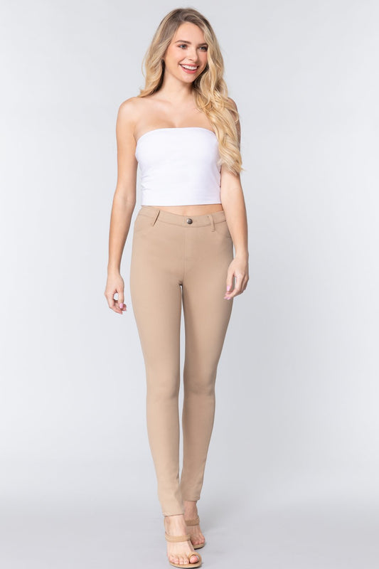 Tan Knit Twill Jeggings