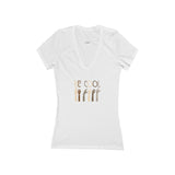 'Be Cool' Jersey Short Sleeve Deep V-Neck Tee