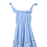 Ruffle Layered Blue Sleeveless Dress