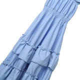 Ruffle Layered Blue Sleeveless Dress