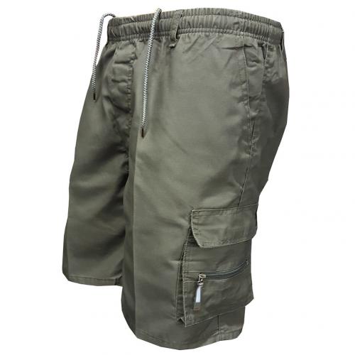Solid Color Multi-Pocket Drawstring Shorts