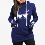 Cat Printed Drawstring Hoodie