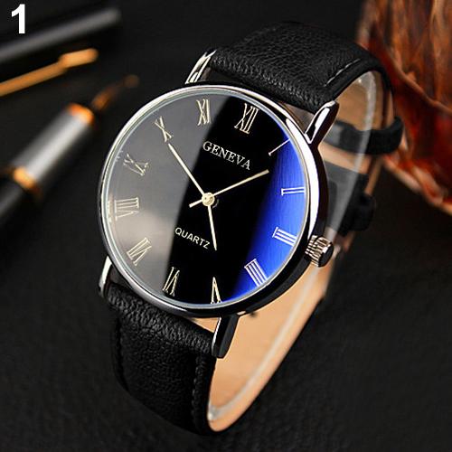Blu-Ray Geneva Faux Leather Analog Wrist Watch