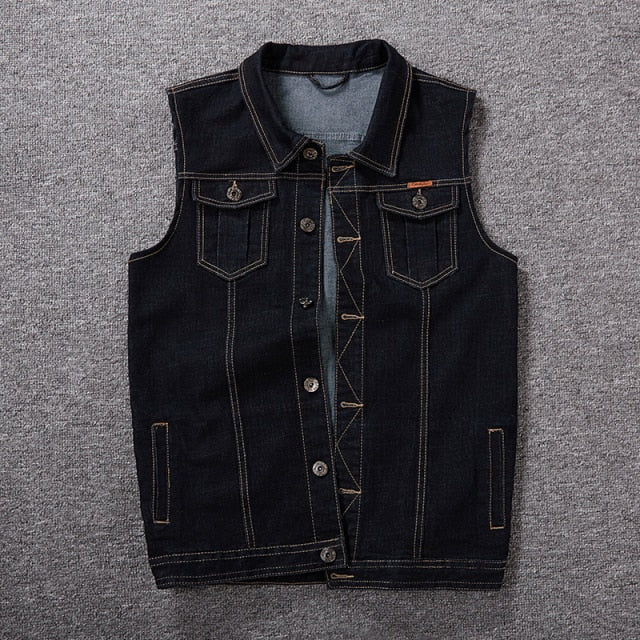 Cotton Denim Sleeveless Jacket Vest