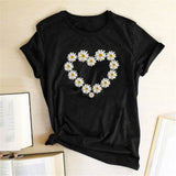 Heart Daisy Print T-Shirt