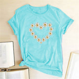 Heart Daisy Print T-Shirt