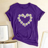 Heart Daisy Print T-Shirt