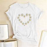 Heart Daisy Print T-Shirt