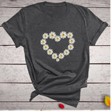 Heart Daisy Print T-Shirt