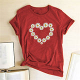 Heart Daisy Print T-Shirt