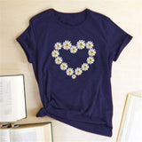 Heart Daisy Print T-Shirt