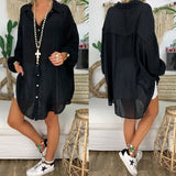 Long Sleeve Oversized Cotton Blouse