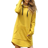 Casual Solid Color Hoodie Dress