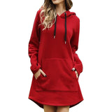 Casual Solid Color Hoodie Dress