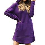 Casual Solid Color Hoodie Dress