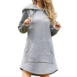 Casual Solid Color Hoodie Dress