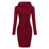 Casual Solid Color Hoodie Dress