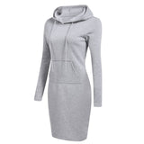 Casual Solid Color Hoodie Dress