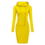 Casual Solid Color Hoodie Dress