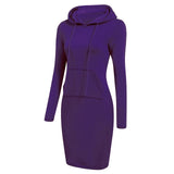 Casual Solid Color Hoodie Dress