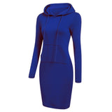 Casual Solid Color Hoodie Dress
