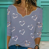 Elegant V-Neck Heart Loose Fit Blouse