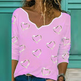 Elegant V-Neck Heart Loose Fit Blouse