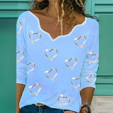 Elegant V-Neck Heart Loose Fit Blouse