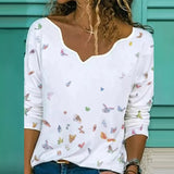 Elegant V-Neck Heart Loose Fit Blouse