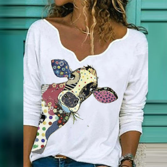 Elegant V-Neck Heart Loose Fit Blouse