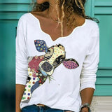 Elegant V-Neck Heart Loose Fit Blouse