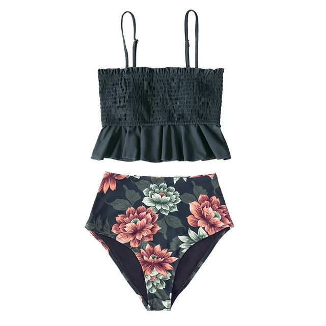 Smock Ruffle High-Waist Bikini