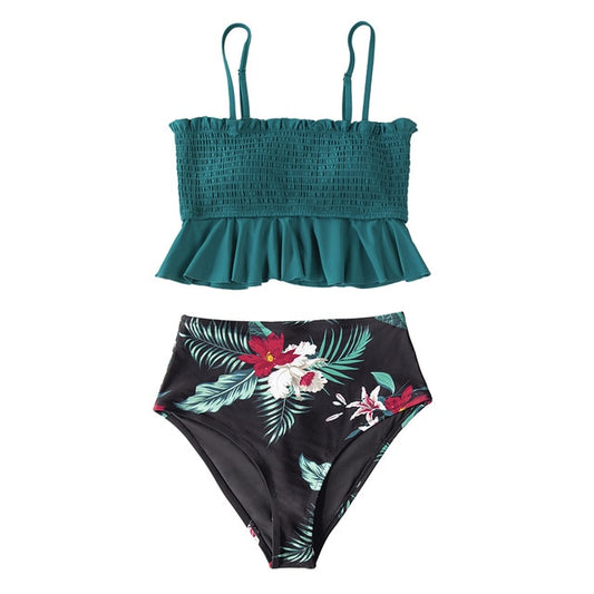 Smock Ruffle High-Waist Bikini