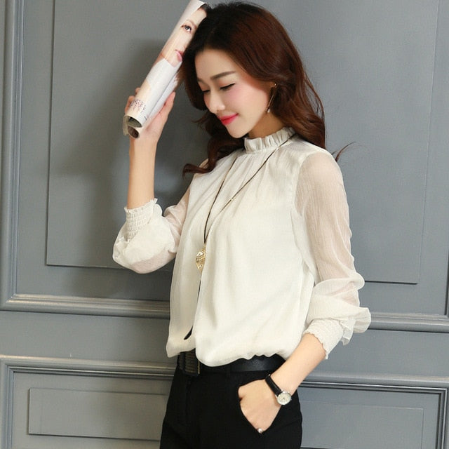 Elegant Solid Color Casual Blouse