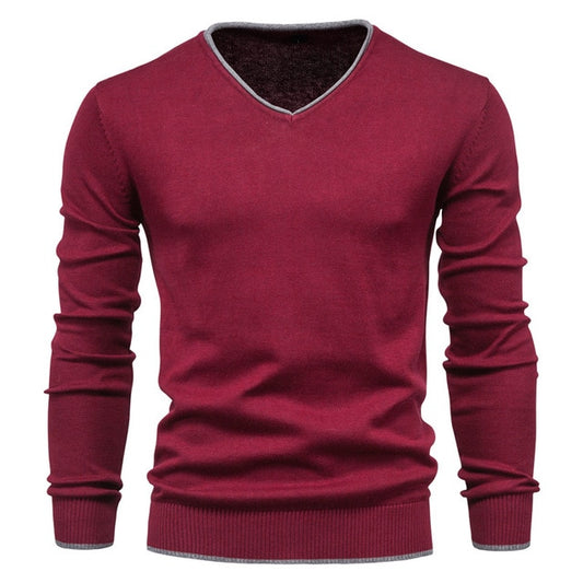 V-Neck Solid Color Sweater