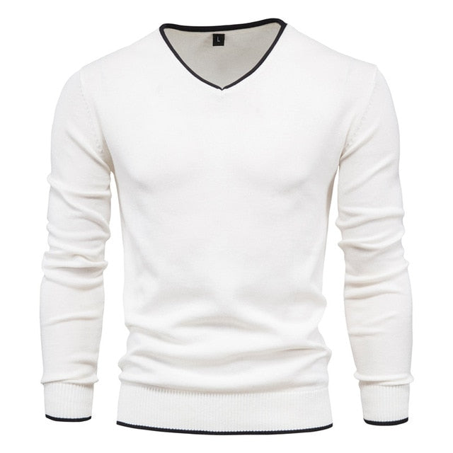 V-Neck Solid Color Sweater