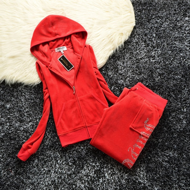 Fashion Brand Velvet Velour Tracksuit