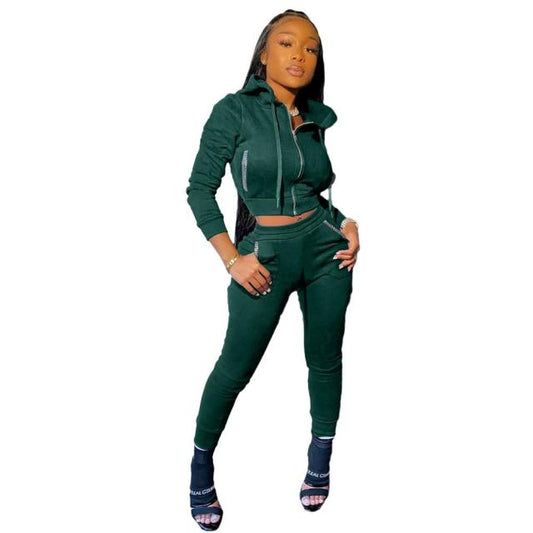 Two Piece Color Hooded Jogging Suit