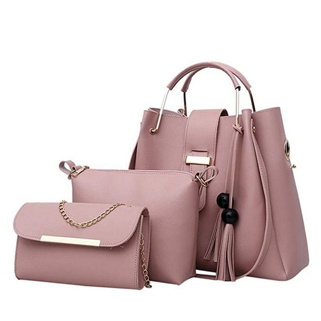 Laamei 3Pcs/Set Women's Leather Shoulder Handbags