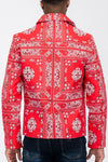 BANDANA PRINT VEGAN LEATHER JACKET