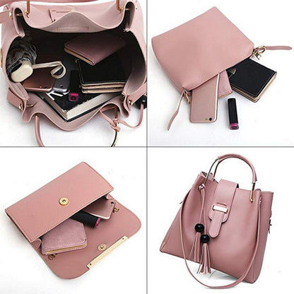 Laamei 3Pcs/Set Women's Leather Shoulder Handbags