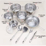 Stainless Steel Cookware Set of 18 Pieces