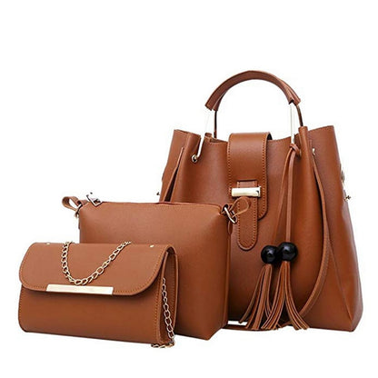 Laamei 3Pcs/Set Women's Leather Shoulder Handbags