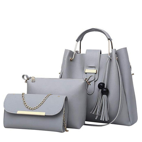 Laamei 3Pcs/Set Women's Leather Shoulder Handbags