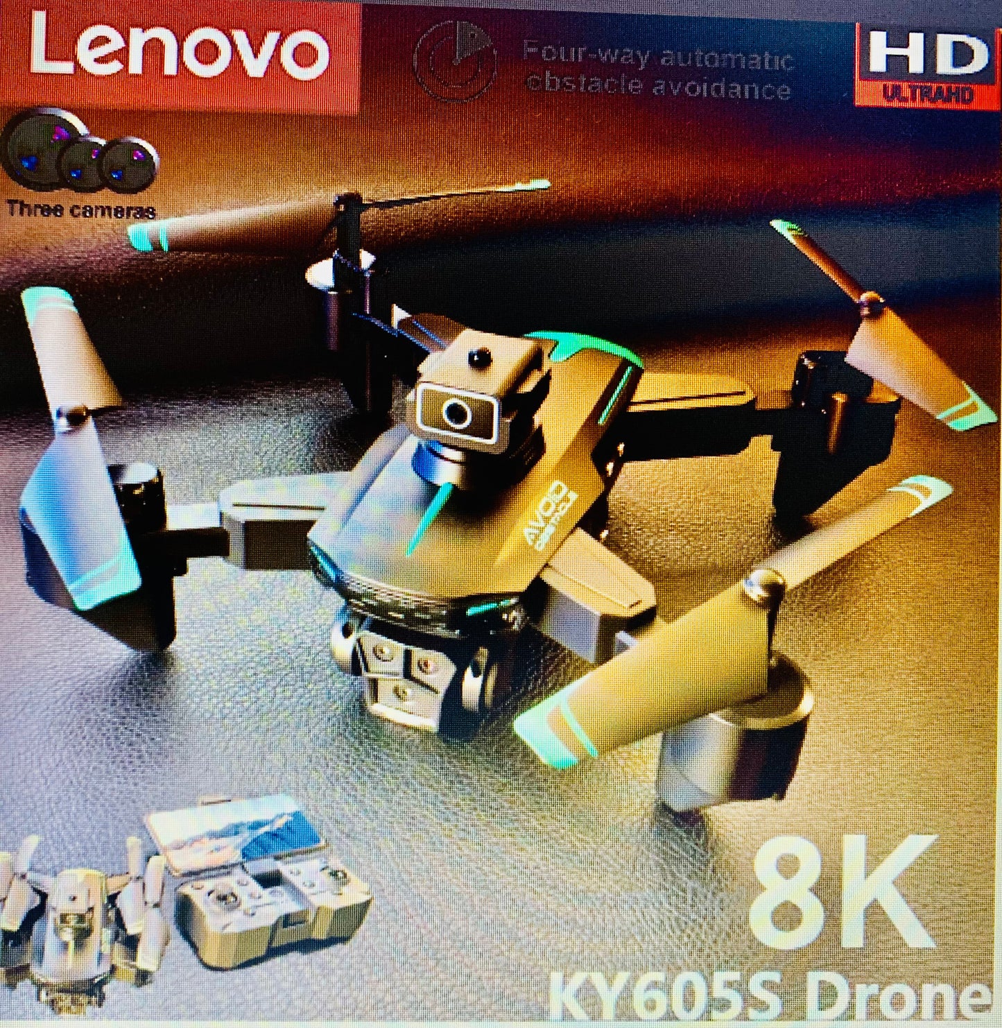 Lenovo KY605S Drone 8K RC Professional Three Camera Wide Angle Optical Flow Localization Four-way Obstacle Avoidance Quadcopter