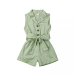 Fashion Girls Clothes Sleeveless Bow-Tie Waist Jumpsuit Set