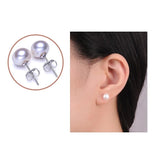 Real 925 Sterling Silver Natural Freshwater Pearl Stud Earrings