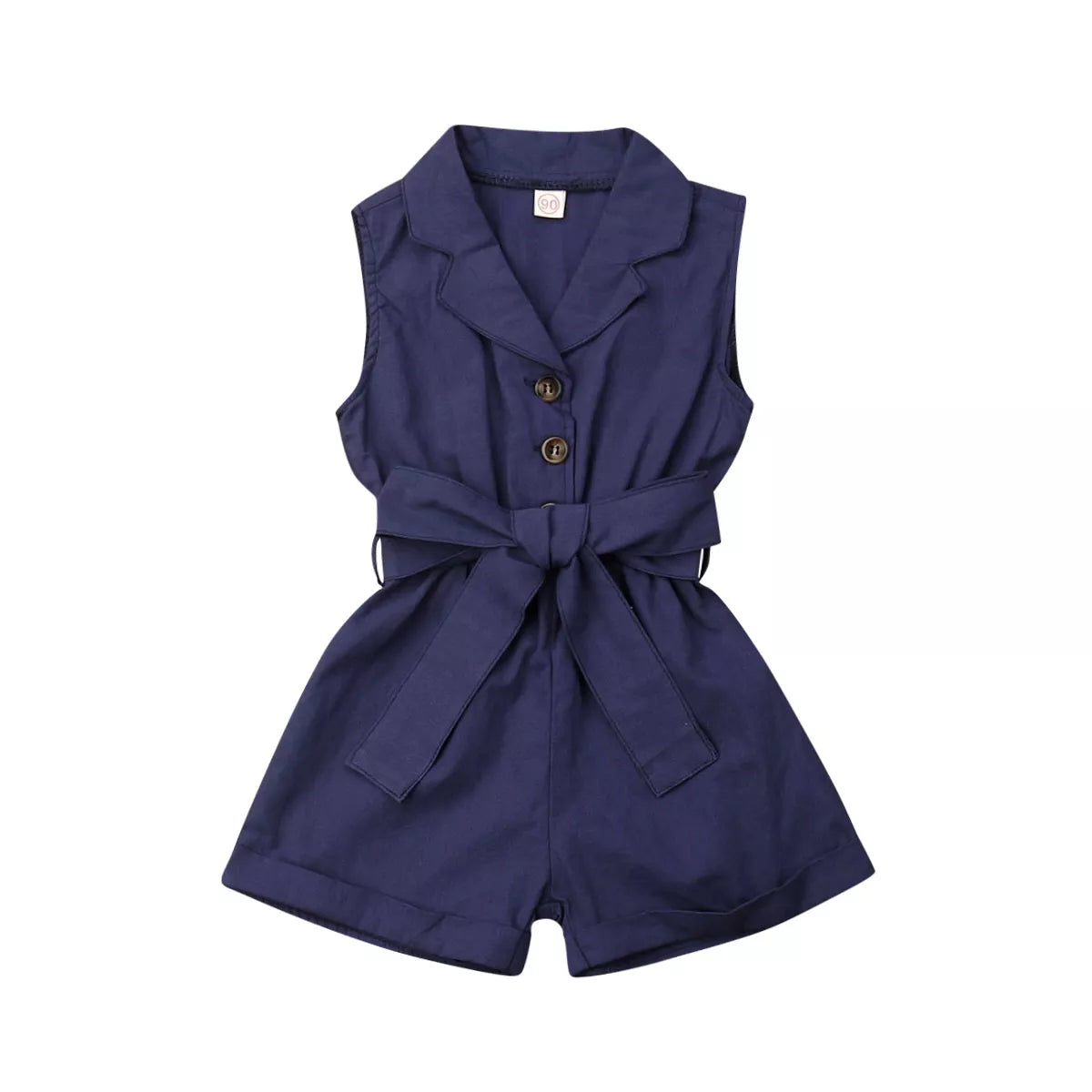 Fashion Girls Clothes Sleeveless Bow-Tie Waist Jumpsuit Set